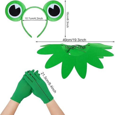 3Pcs Adult Frog Halloween Costume Accessories - Frog Eyes Ears Headband, Green Gloves and Collar Set for Halloween Cosplay Party Dress Up in Saudi Arabia