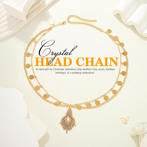Yonamix Boho Head Chain Gold Sequin Tassel Headpiece for Women | Rhinestone Pendant Hair Accessories in Saudi Arabia