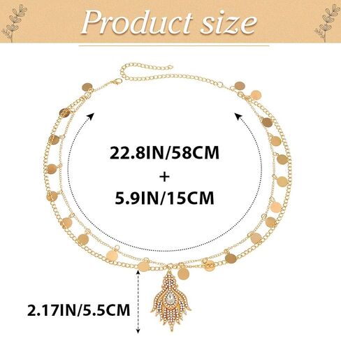 Yonamix Boho Head Chain Gold Sequin Tassel Headpiece for Women | Rhinestone Pendant Hair Accessories in Saudi Arabia