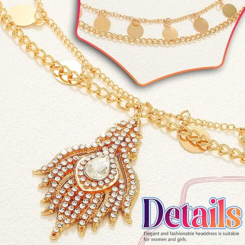 Yonamix Boho Head Chain Gold Sequin Tassel Headpiece for Women | Rhinestone Pendant Hair Accessories in Saudi Arabia
