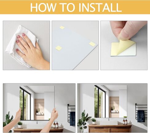 Frameless Square Wall Mirror, 19.68x19.68 Inch High Definition Self-Adhesive Stick On Glass Mirror Block, Wall Mounted Decor Mirror for Bedroom Living Room Gym Dorm Bathroom, 1 Pack in Saudi Arabia