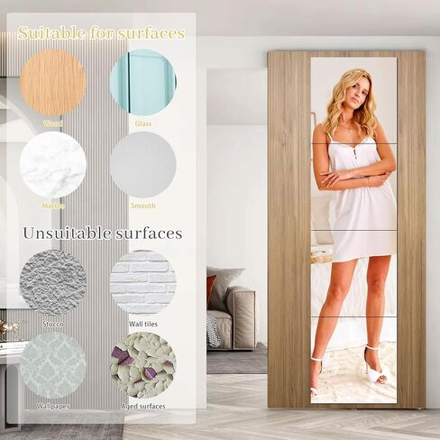 Frameless Square Wall Mirror, 19.68x19.68 Inch High Definition Self-Adhesive Stick On Glass Mirror Block, Wall Mounted Decor Mirror for Bedroom Living Room Gym Dorm Bathroom, 1 Pack in Saudi Arabia