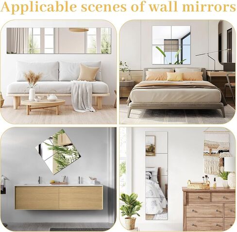 Frameless Square Wall Mirror, 19.68x19.68 Inch High Definition Self-Adhesive Stick On Glass Mirror Block, Wall Mounted Decor Mirror for Bedroom Living Room Gym Dorm Bathroom, 1 Pack in Saudi Arabia