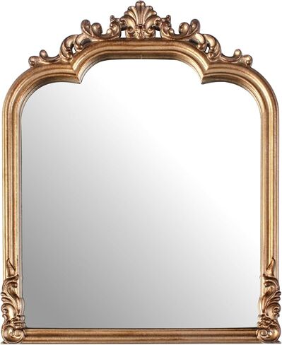 Gold Antique Arched, Antique Baroque Wall Mirror Decoration, Hanging Wall Mirror Fireplace,Entrance,Living Room,Bedroom,Kitchen,Farmhouse,Bathroom Home Decor.(25"x18") in Saudi Arabia