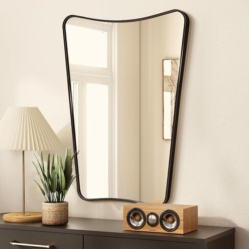 Dorlicecass Bathroom Mirror- Irregular Wall Mirror Espejos Decorative 22"x30" Black Aviation Aluminum Alloy Frame for Bathroom, Bedroom, Living Room, Cloakroom, Entryway in Saudi Arabia