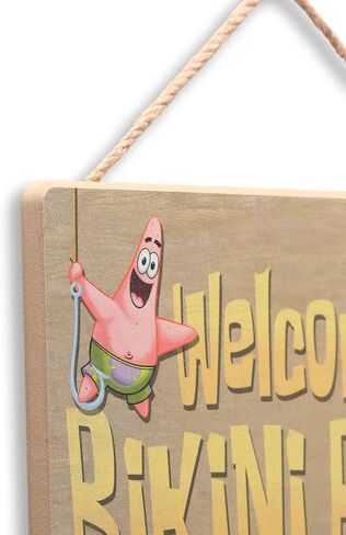مرحبًا بكم في ديكور الحائط الخشبي المعلق من Nickelodeon SpongeBob SquarePants - علامة سفلية بيكيني ممتعة للمنزل in Kuwait