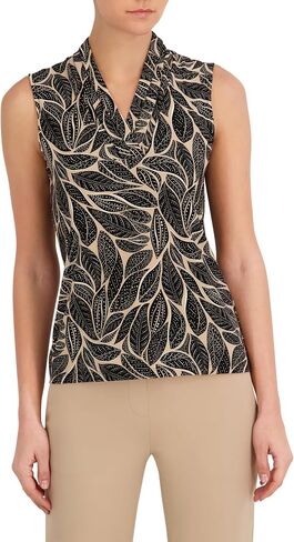 Anne Klein Womens Anne Klein Women's Sleeveless V-Neck Pleated Top in Saudi Arabia