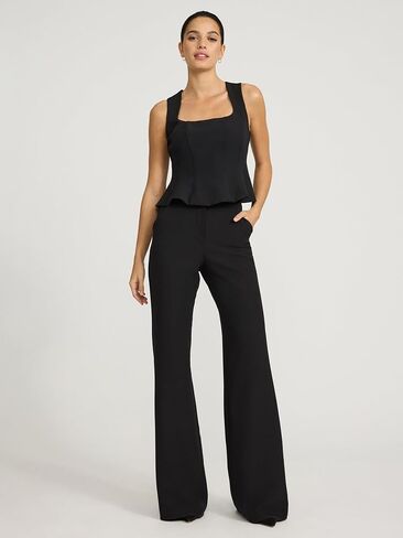 EXPRESS Women's Square Neck Tailored Peplum Tank - Black in Saudi Arabia