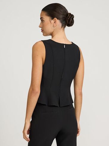 EXPRESS Women's Square Neck Tailored Peplum Tank - Black in Saudi Arabia