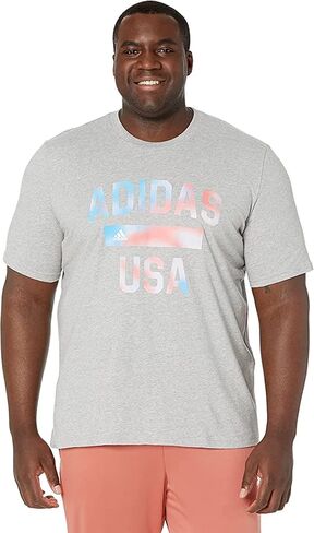 تي شيرت Adidas للرجال برسوم أمريكانا، رمادي متوسط ​​منقط in Kuwait