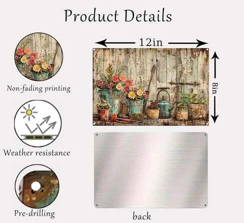 Vintage Flower Garden Metal Sign Rustic Farmhouse Daisy Floral Wildflowers Tin Signs Still Life Gardening Aluminum Wall art for Home Garden Patio Farm Yard Bar Bathroom Decor 8x12 Inch in Saudi Arabia