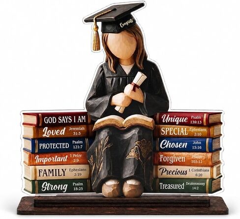 Christian Graduation Gift, Graduation Gifts for Daughter Class of 2026, God Says I Am Wooden Plaque, Inspirational Bible Verse Desk Decor, Religious Graduation Keepsake for Women Girls in Saudi Arabia