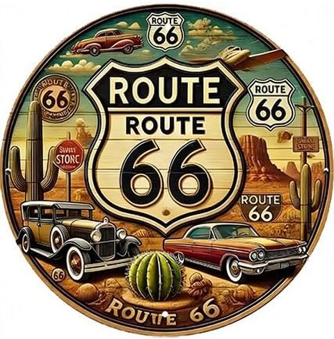 Route 66 Road Signs Vintage Room Decor Metal Sign Retro Street Signs for Bedroom Home Room Garage Wall Decoration 7.87×7.87inch in Saudi Arabia
