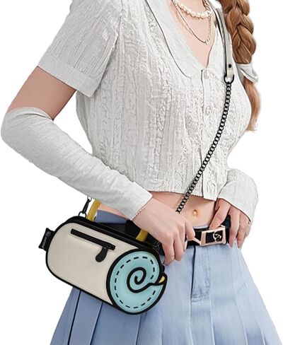2D Cartoon Crossbody Bag (Rollie) - Fun Pop Art, Trendy Cross Body Shoulder Bags for Women, Senor Year, for Daily and Travel in Kuwait