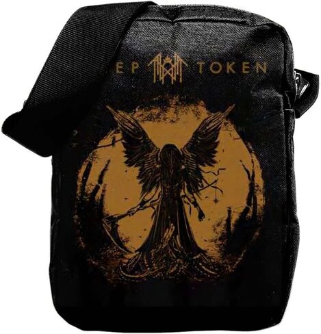 Rocksax Sleep Token Take Me Back To Eden حقيبة كروس بطباعة جرافيك مع جيب مخبأ - حقيبة كتف للمهرجانات واليومية للرجال والنساء - حقائب حبال قابلة للجمع من فرقة روك، أسود in Kuwait