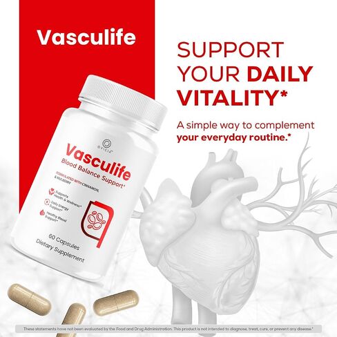 Vasculife Capsules - Official Vascu Life Support Pills Advanced Formula with All Natural Ingredients, Premium Maximum Strength for Wellness & Overall Health Support, 60 Capsules for 1 Month in Saudi Arabia