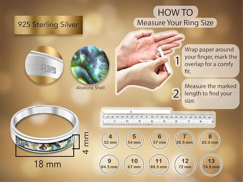 AeraVida Rectangular Signet Abalone Shell Inlay .925 Sterling Silver Ring in Kuwait