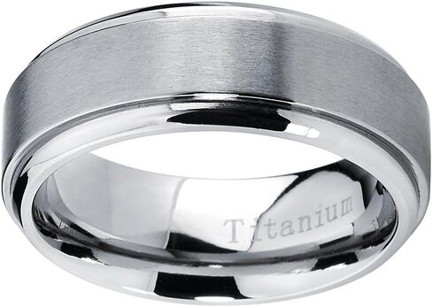 Metal Masters 8MM High Polish, Matte Finish Men's Titanium Ring Wedding Band Sizes 7 to 15 in Saudi Arabia
