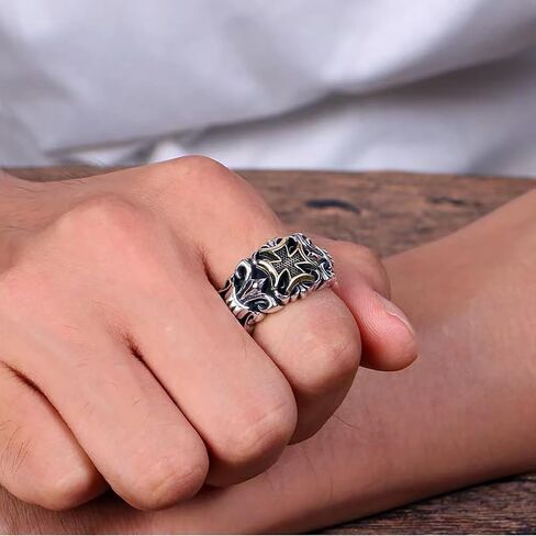 Retro Iron Cross Ring for Men Women Gothic Punk Anchor Rings Adjustable Open Silver Plated Iron Cross Rings in Saudi Arabia