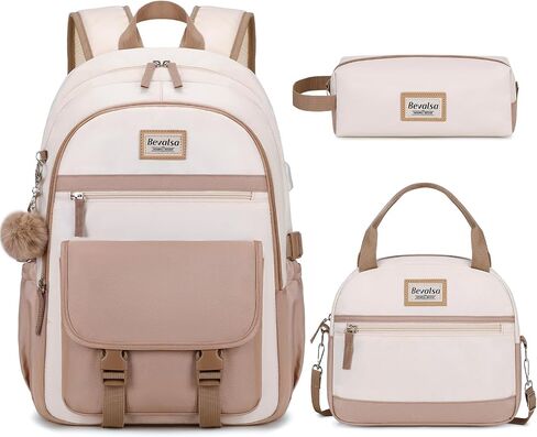 Bevalsa Backpack for Girls, School Backpacks for Girls, Kids Backpack with Lunch Box & Pencil Pouch for Teens Girl Kids Elementary Middle High School College Student Bookbag Daypack in Saudi Arabia