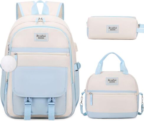 Bevalsa Backpack for Girls, School Backpacks for Girls, Kids Backpack with Lunch Box & Pencil Pouch for Teens Girl Kids Elementary Middle High School College Student Bookbag Daypack in Saudi Arabia
