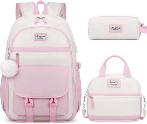 Bevalsa Backpack for Girls, School Backpacks for Girls, Kids Backpack with Lunch Box & Pencil Pouch for Teens Girl Kids Elementary Middle High School College Student Bookbag Daypack in Saudi Arabia