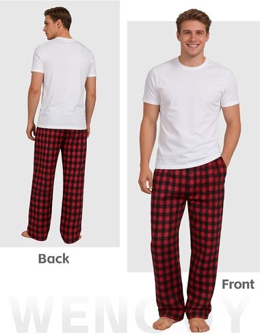4 Pack Mens Pajama Pants Cotton Woven Plaid Pj Bottoms Lightweight Lounge Sleep Sleepwear with Pockets & Drawstring in Saudi Arabia