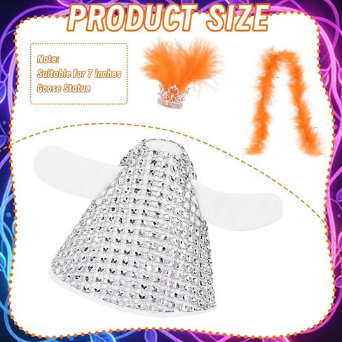 JcHrmers Showgirl Desk Goose Outfit 7 inch Mini Goose Costume Accessories with Crown Feather Boa Diamond Skirt for Magnetic Desk Goose Statue Deco in Saudi Arabia