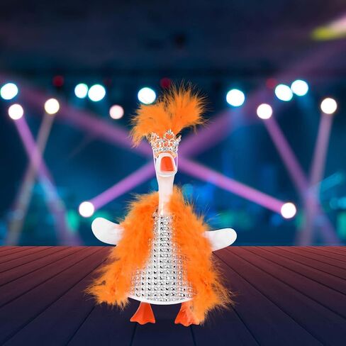 JcHrmers Showgirl Desk Goose Outfit 7 inch Mini Goose Costume Accessories with Crown Feather Boa Diamond Skirt for Magnetic Desk Goose Statue Deco in Saudi Arabia