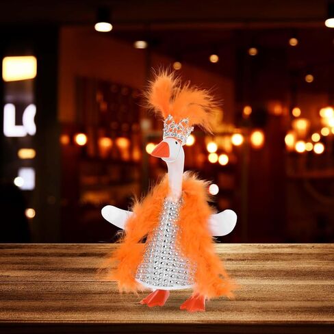 JcHrmers Showgirl Desk Goose Outfit 7 inch Mini Goose Costume Accessories with Crown Feather Boa Diamond Skirt for Magnetic Desk Goose Statue Deco in Saudi Arabia