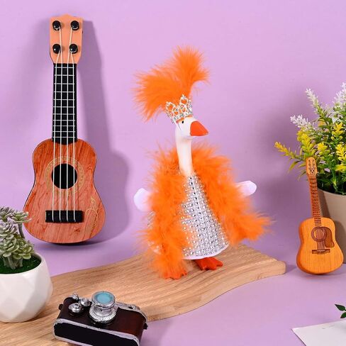JcHrmers Showgirl Desk Goose Outfit 7 inch Mini Goose Costume Accessories with Crown Feather Boa Diamond Skirt for Magnetic Desk Goose Statue Deco in Saudi Arabia