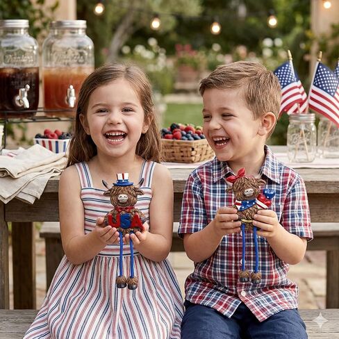 3pcs Patriotic Highland Cow Decor, Rustic Memorial Day Cow Figurines with USA,4th of July Cow Decorations for Shelf Desk, Independence Day Gift for 250th Anniversary, 6.3 Inch in Saudi Arabia
