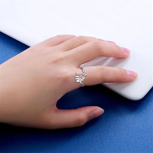 Girl with Dog Heart Rings Adjustable Fit Electroplated Craftsmanship for Gift Giving and Personalize Accessories Customizable Heart Shaped Girl-Dog Rings in Saudi Arabia