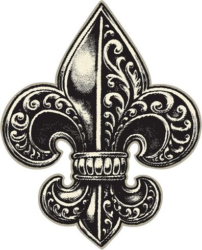 Detailed Ornate Fleur DE LIS Black Cream White Round Metal 0.75" Lapel Pin Hat Shirt Pin Tie Tack Pinback in Saudi Arabia