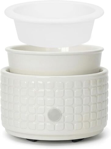 Ceramic Candle Warmer and Wax Melt Warmer with 1 PC Silicone Liner,4-in-1 Electric Warmer for Jar Candle Wax Cube Essential Oil Coffee, Ideal Gift for Home Office Kitchen（Waffle） in Saudi Arabia