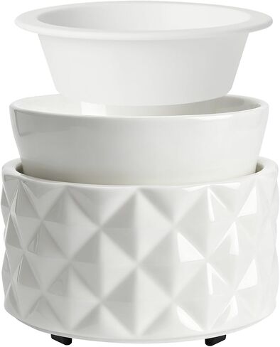 Ceramic Candle Warmer and Wax Melt Warmer with 1 PC Silicone Liner,4-in-1 Electric Warmer for Jar Candle Wax Cube Essential Oil Coffee, Ideal Gift for Home Office Kitchen（Waffle） in Saudi Arabia