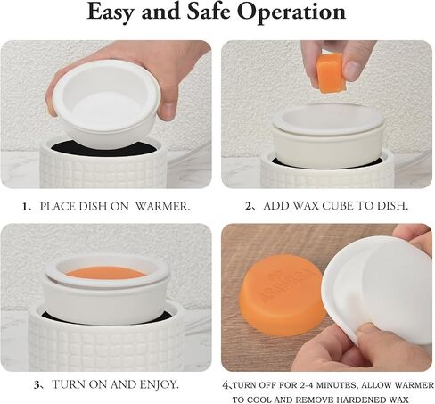 Ceramic Candle Warmer and Wax Melt Warmer with 1 PC Silicone Liner,4-in-1 Electric Warmer for Jar Candle Wax Cube Essential Oil Coffee, Ideal Gift for Home Office Kitchen（Waffle） in Saudi Arabia