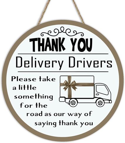Thank You Delivery Drivers Front Door Sign, Snack Station Wood Plaque Hanger Outdoor Garden Package Mail Box Home Decor, Stars Stripes Appreciation Wooden Wreath Office Shop Wall Decoration in Kuwait