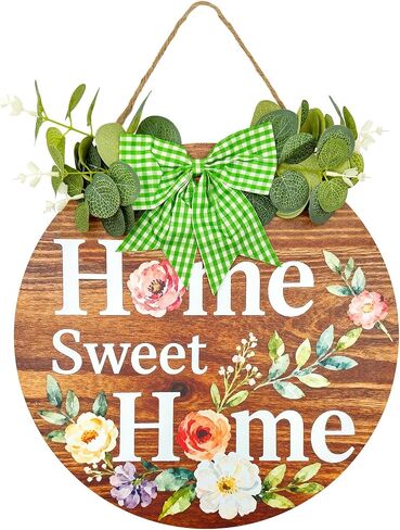 Home Sweet Home Sign for Door Decoration,Indoor&Outdoor Hanging Wood Sign,Porch Welcome Decorations-13inch.(White) in Saudi Arabia