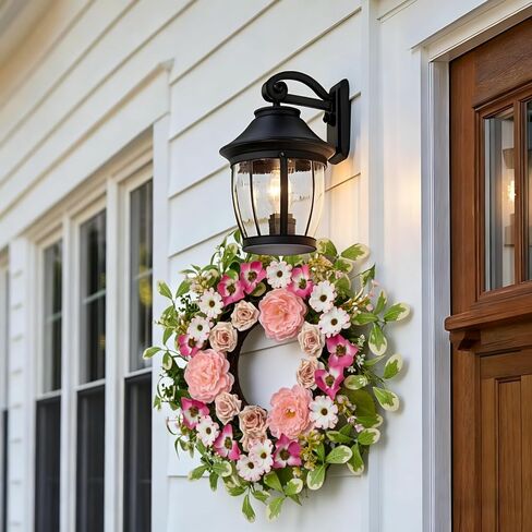 24 Inch Artificial Peony & Rose Wreath for Front Door | Handmade Summer Door Decor, All-Season for Porch, Garden & Window in Saudi Arabia