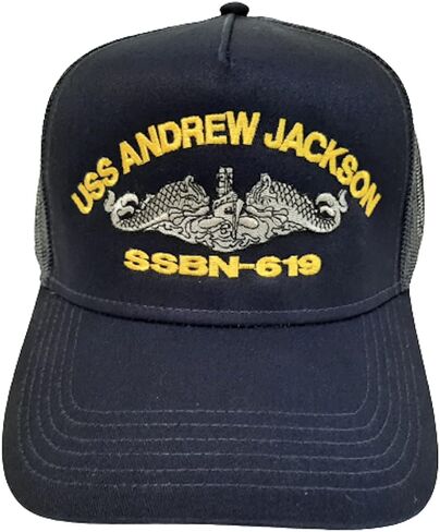 USS Andrew Jackson SSBN-619 Boat Submarine Ship Baseball Cap Blue Mesh Snapback 3.5 inch Profile Cotton Front Panel in Saudi Arabia