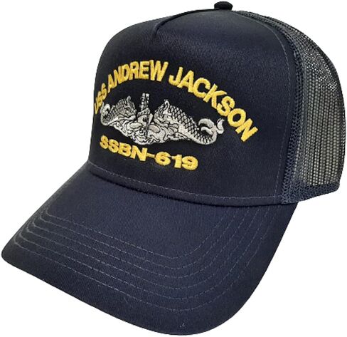 USS Andrew Jackson SSBN-619 Boat Submarine Ship Baseball Cap Blue Mesh Snapback 3.5 inch Profile Cotton Front Panel in Saudi Arabia
