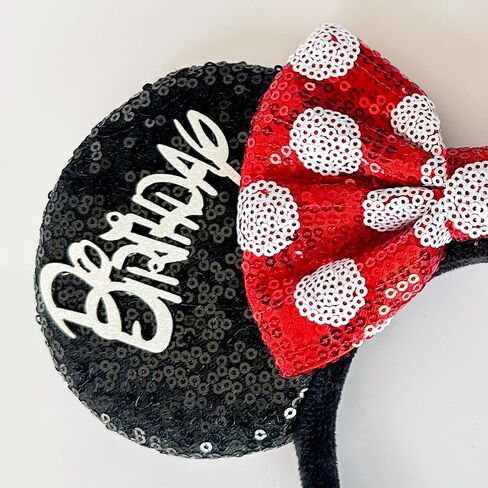 Birthday Mouse Ears Headband, Sequin Bow Headbands for Women Party Favors Cosplay Accessories in Kuwait