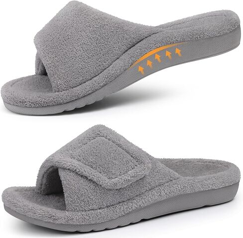 Orthopedic Slippers for Women with Arch Support Adjustable Open Toe House Shoes for Plantar Fasciitis in Kuwait