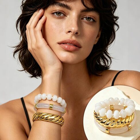 16 Pcs Gold Bangle Bracelet for Women Stackable Twisted Beaded Pearl Irregular Vintage Boho Cuff Bracelets Adjustable Chunky Bracelet Set in Saudi Arabia