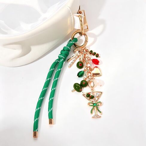 ANGLESJELL Olive Martini Bag Charm Keychain for Women Nylon Rope Dirty Martini Purse Charm Bag Accessories Gifts in Saudi Arabia