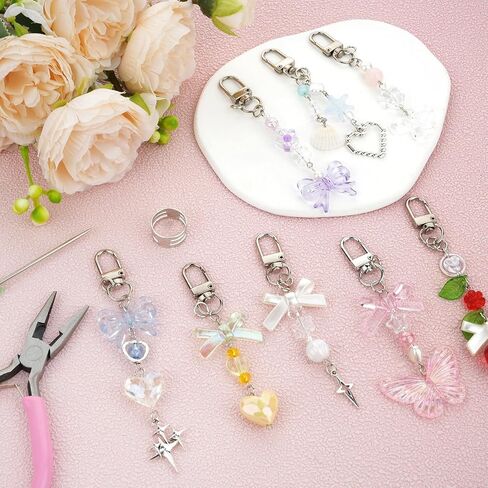 8PCS Lip Gloss Keychains Kit,Bulk Lip Balm Keychains with Exquisite Cute Charm Jewelry,Bow Cute Charm Strawberry Jewelry for Women Purse DIY Crafts Girls Key Purse Decor in Saudi Arabia