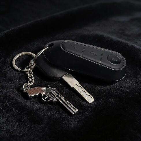 Mini Revolver Gun Keychain,Pistol Keychain For Man,Vintage Detailed Metal Keyring Charm for Men Women Motorcycle Backpack Purse Decor in Saudi Arabia