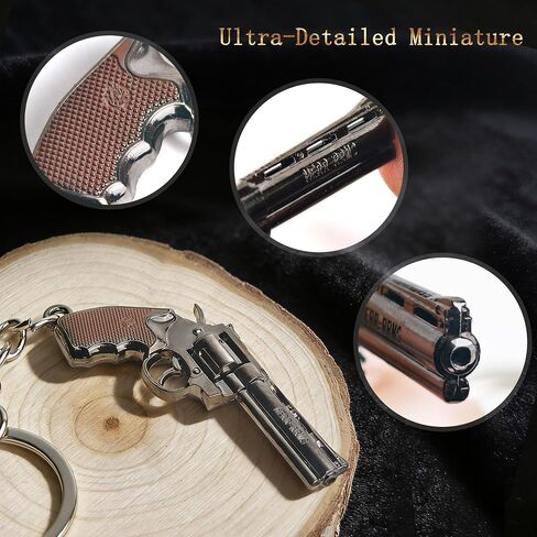 Mini Revolver Gun Keychain,Pistol Keychain For Man,Vintage Detailed Metal Keyring Charm for Men Women Motorcycle Backpack Purse Decor in Saudi Arabia