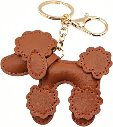 Dog Keychain For Women, Leather Cute Curly Hair Teddy Poodle Animal Layered Purse Charm Gift Accessories in Saudi Arabia